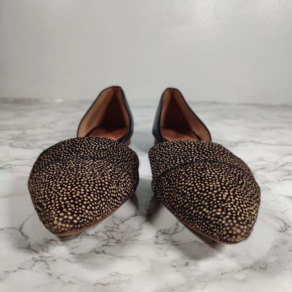 Madewell D'Orsay Dotted Calf Hair Leather Flats Size 7 - Picture 4 of 11
